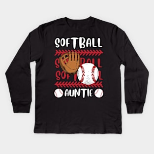 My Favorite Softball Player Calls Me Auntie Gift for Softball Auntie Aunt Kids Long Sleeve T-Shirt